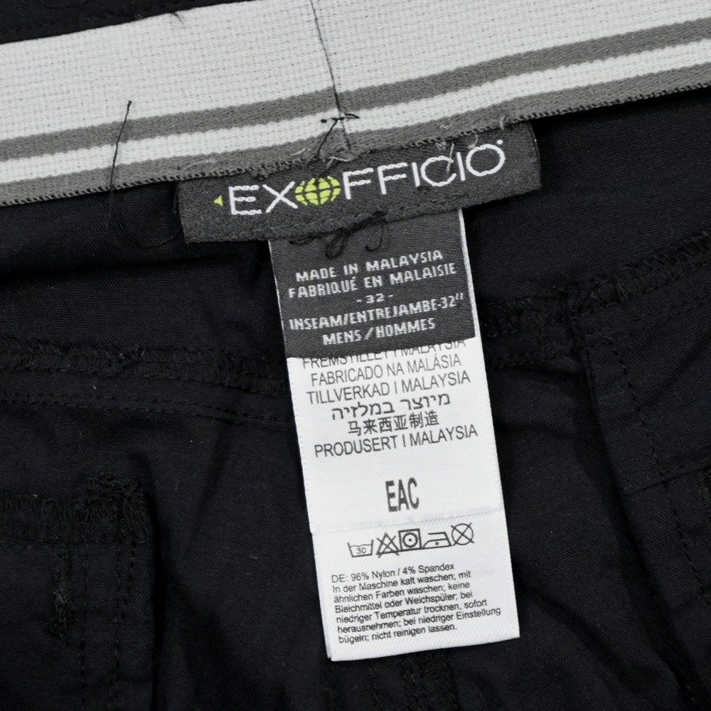 ExOfficio Hiking Pants Mens 32x27 Black‎ Lightweight Straight Leg Nylon Stretch - Picture 8 of 10